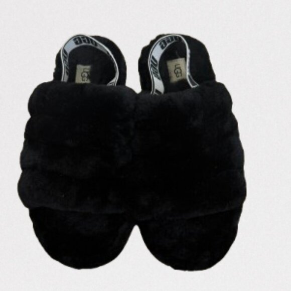 UGG Women's Black Fluff Yeah Slippers Size 6 Worn Twice - Picture 3 of 10